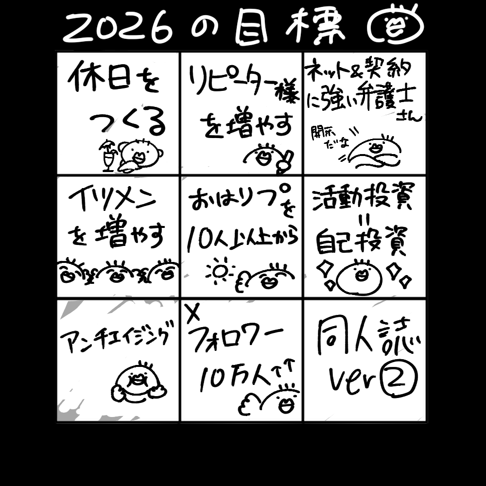 torinokaworisub's tweet photo. ここで今年の目標を振り返ってみましょう https://t.co/B5CI32NmVv