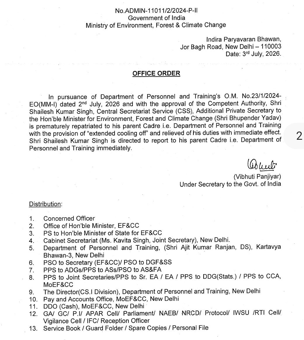 MumbaichaDon's tweet photo. One Night & 3 Senior Officials in Environment Ministry REMOVED from official duties & ministry with immediate effect.

Timing is interesting. Just night before PM .@narendramodi Ji signed MoU with Indonesia to jointly develop Sabang Port that overlooks Strait of Malacca & is just 100 miles away from Bharat's Great Nicobar port project.

So are those removals connected to Bharat's Strategically Imp Great Nicobar Project which Rahul Ghandy is fiercely opposing in name of 'Environment'? Was there any effort to sabotage Great Nicobar Project? Question becomes eminent as there have been multiple reports on compromised Bureaucrats within the system whose hearts & pockets are still somewhere else.

But I refuse to believe that Modi-Shah Ji will leave this opportunity to not continue Saaf-Safai Abhiyan. If Officials in the Ministry headed by their most trusted aide can be removed with 1 order without any prior hint to officials, same rule applies to other Ministry/Ministries too that are infamous for intruding policy matters of other Ministers.

It's definitely not over yet!

Pls: reportedly, Enviornment Minister Bhupender Yadav Ji was informed 15 days in advance & was perfectly in loop. But this privilege may not be available to others.