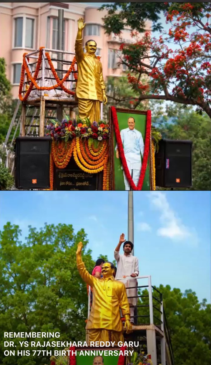 YSRCParty's tweet photo. తిరుపతిలో ప్రజాహృదయ నేత వైయస్ఆర్ కు ఘన నివాళులు…

ప్రజల గుండెల్లో చిరస్థాయిగా నిలిచిపోయిన మహానేత, దివంగత ముఖ్యమంత్రి డాక్టర్ వైయస్ రాజశేఖరరెడ్డి గారి జయంతి సందర్భంగా తిరుపతి కొర్లగుంటలో ఉన్న వైయస్ఆర్ విగ���రహానికి ఉమ్మడి చిత్తూరు, తిరుపతి జిల్లాల వైయస్ఆర్ కాంగ్రెస్ పార్టీ అధ్యక్షులు భూమన కరుణాకర రెడ్డి గారు, తిరుపతి వైయస్ఆర్ సీపీ ఇంఛార్జ్ రాష్ట్ర యువజన విభాగం వర్కింగ్ ప్రెసిడెంట్ భూమన అభినయ్ రెడ్డి గారు ఘనంగా పూలమాలలు వేసి నివాళులర్పించారు.

ఈ సందర్భంగా మాట్లాడుతూ..పేదల సంక్షేమమే పరమావధిగా పాలన సాగించిన మహానేత డాక్టర్ వైయస్ఆర్ ఆశయాలు, సంక్షేమం నేటికీ కోట్లాది మంది ప్రజలకు స్���ూర్తిగా నిలుస్తున్నాయని పేర్కొన్నారు. వైయస్ఆర్ చూపిన ప్రజాసేవ మార్గంలోనే వైయస్ఆర్ కాంగ్రెస్ పార్టీ నిరంతరం ముందుకు సాగుతుందని స్పష్టం చేశారు.

అనంతరం వైయస్ఆర్ జయంతి సందర్భంగా కేక్ కట్ చేసి, అన్నదాన కార్యక్రమాన్ని నిర్వహించి ఆయన సేవా స్ఫూర్తిని చాటిచెప్పారు. ఈ కార్యక్రమంలో మాజీ మేయర్ డాక్టర్ శిరీష గారు, వైయస్ఆర్ సీపీ నగర అధ్యక్షుడు మల్లం రవిచంద్ర రెడ్డి గారు, పార్టీ నాయకుల��, కార్యకర్తలు, అభిమానులు పెద్ద సంఖ్యలో పాల్గొన్నారు.

#77thYSRJayanthi
#YSRLivesOn
#FarmersDay