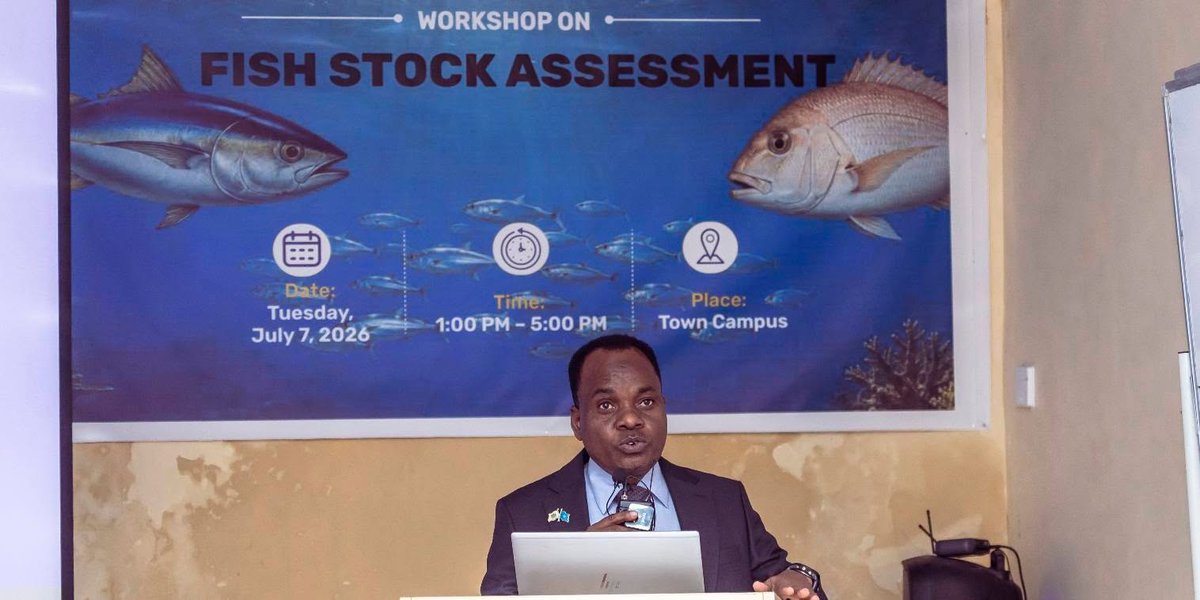 FisheriesDevSom's tweet photo. A Training on Fish Stock Assessment Was Held
Students studying at the Faculty of Marine Sciences at City University were today given a training on Fish Stock Assessment.
This training was delivered by experts with deep knowledge and long experience in the assessment and management of fisheries resources, who shared with the students their valuable knowledge and experience.
The purpose of this training was to enhance students' understanding of the modern methods used to assess fish stocks and the role these methods play in the development of sustainable fisheries.
The training was attended by the university's Deputy President for Academic Affairs, Prof. Yasin Barqadle, along with directors from the Ministry of Fisheries and Blue Economy, namely:

Abdulkadir Abdinor Yusuf — Director of the Department of Fisheries  production and Development
Ikaran Mohamed Abdullahi — Director of the Department of Human Resources Development
Abdifatah Abdi Aden — Director of the Department of Planning and Policies
Raisa Mohamed Mahmoud — Director of the Department of Blue Economy

In conclusion, the officials encouraged the students to further strengthen their knowledge and skills, so that they may play an important role in protecting and developing the country's marine resources.