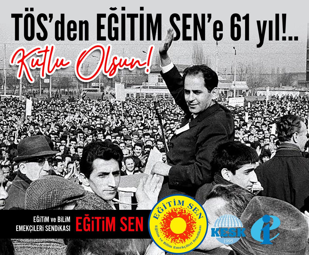 egitimsen's tweet photo. Eğitim emekçilerinin yüz yılı aşan mücadele tarihinde en önemli kilometre taşlarından biri olan TÖS’ün kuruluşunun 61. yılı bugün... İlk genel başkanlığını Fakir Baykurt’un yaptığı #TÖS, eğitim emekçilerinin bu topraklardaki ilk sendikasıdır. 
Sendikal mücadele, TÖS'ten TÖB-DER'e, TÖB-DER'den EĞİTİM SEN'e devam ediyor. TÖS'ün kuruluşunun 61. yılında mücadele bayrağını onurla taşıyoruz. 61. yaşımız kutlu olsun.