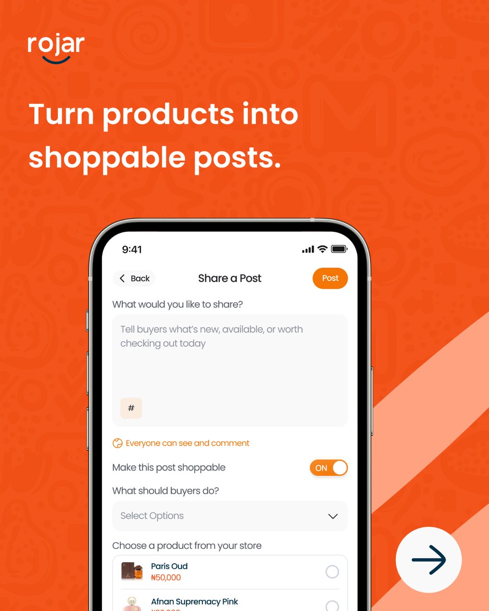 RojarNG's tweet photo. Stop switching between apps to manage your business.

With Rojar, you can sell, track orders, manage your wallet, and turn products into shoppable posts — all in one place.

Run your business smarter with Rojar.

#Rojar #ShopSellConnect #LagosVendors https://t.co/UyOWeUq4QZ