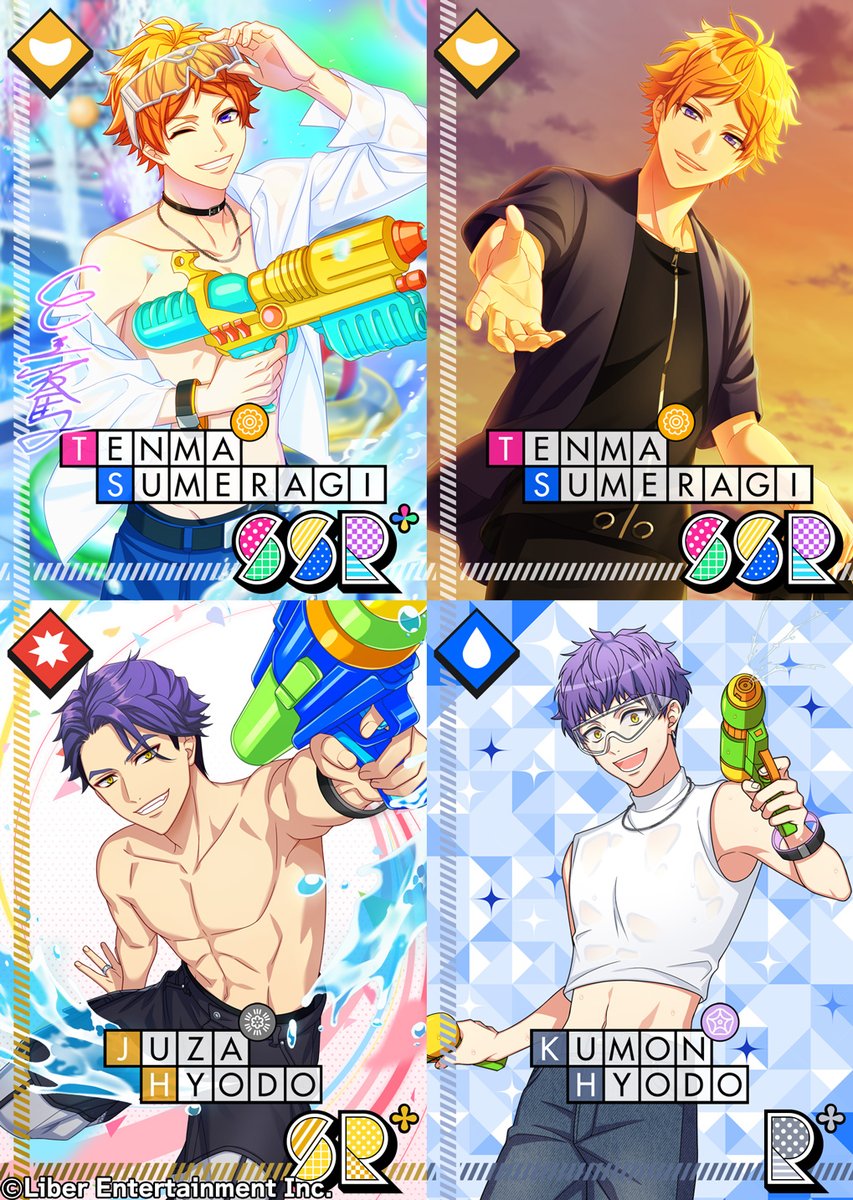 mankai_company's tweet photo. ★A3! 限定スカウト★

7/13 00:00～限定スカウト『爆水サバイヴ』を配信いたします。SSRは夏組・皇天馬、SRは秋組・兵頭十座、Rは夏組・兵頭九門です！こちらは全て、近日開催イベントの旬セット効果付きの「旬」カードとなります。 

#エースリー https://t.co/qWkHb7rpyx