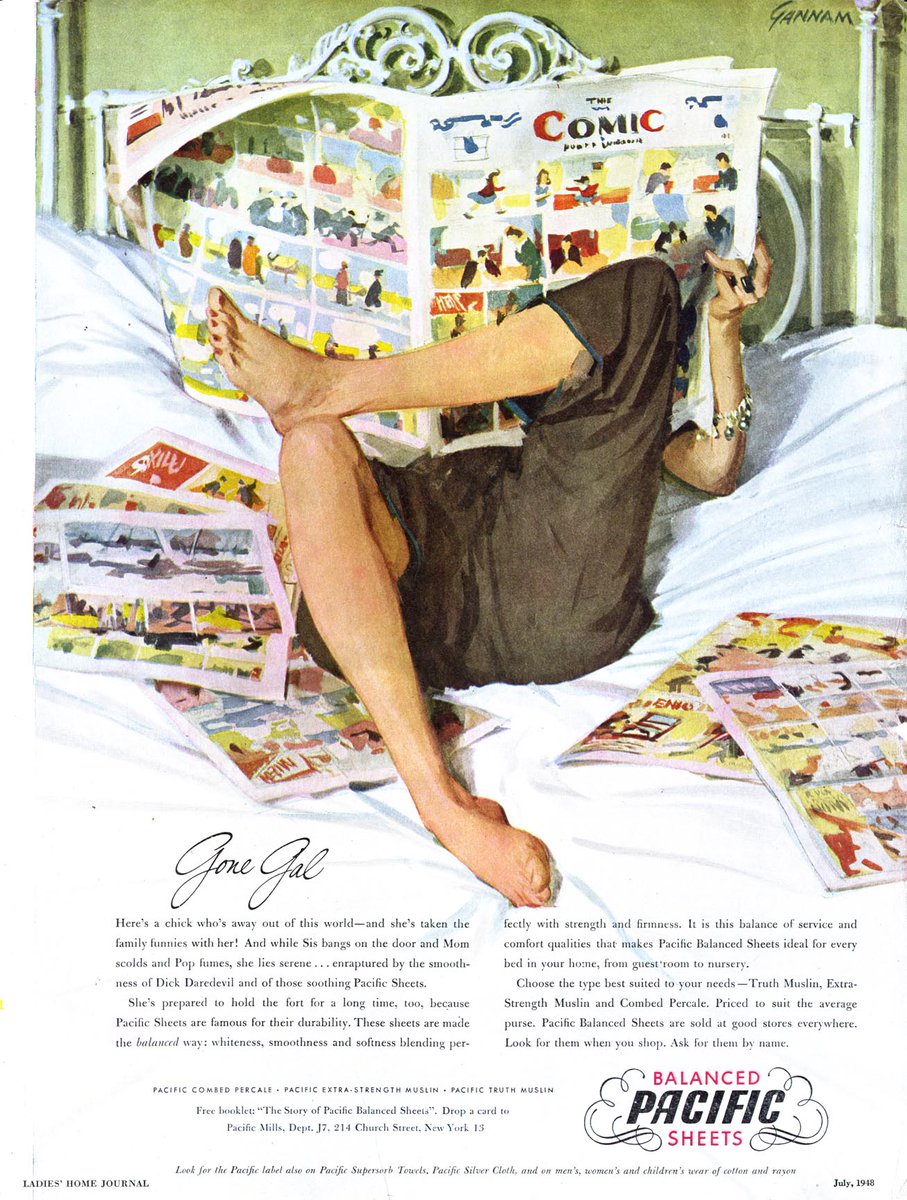 LRonLacy's tweet photo. Dick Daredevil and of those soothing Pacific Sheets.’
Balanced Pacific Sheets
*The Ladies Home Journal*, July 1948
#illustration #illustrationart #illustrationartists #JohnGannam #PacificSheets #newspapers #SundayComics #comics #DickDaredevil #comics #DickDaredevil https://t.co/Qdf434nGCL