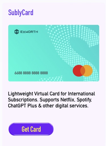 Exworth_'s tweet photo. Designing an advanced AI creative course with Midjourney, but hit a payment wall?

Bind the Exworth SublyCard to Midjourney’s subscription and pay from your digital asset balance.
Less friction, 0 consumption fee, more focus on the actual course design.

#AI #Midjourney #Crypto https://t.co/2BEJmwanpB