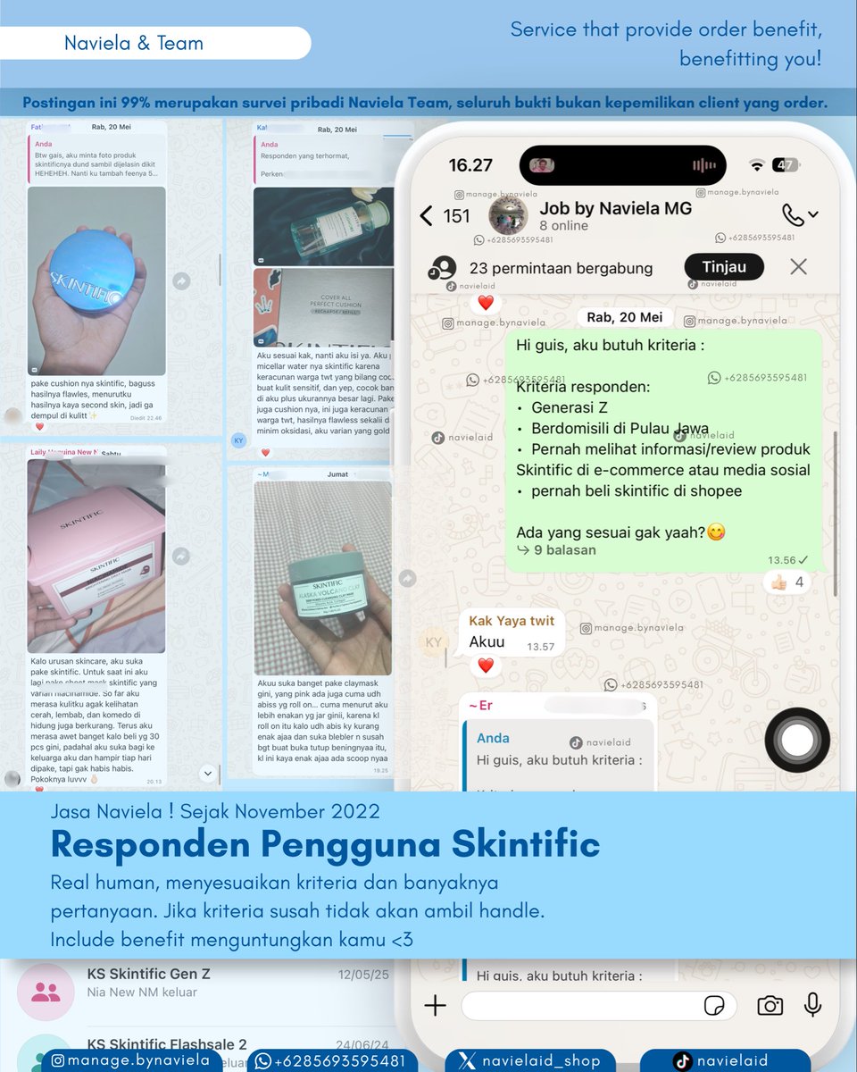 navielaid_shop's tweet photo. 🌿 Responden Pengguna Skintific 

Kamu lagi butuh responden yang pakai Skincare atau Makeup dari Brand Skintific?Bisa!~🤩 Kebetulan dari Naviela Team ada yang sesuai, dan aku pernah handle kuesioner tentang Skintific. Bertanya kesesuaian kriteria sampai bukti pakai skintific-nya~❤️

A Thread