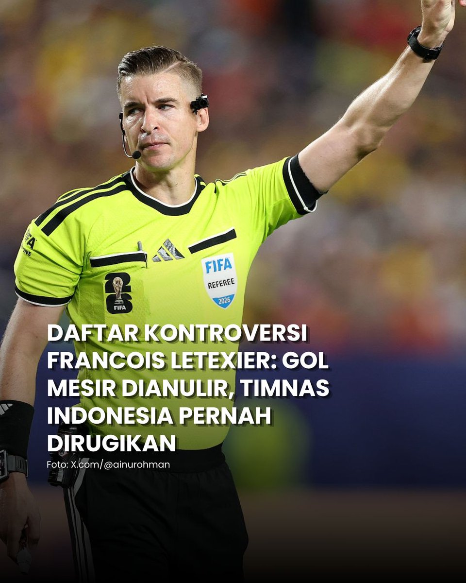 suaramerdeka's tweet photo. Keputusan kontroversial Francois Letexier kembali menjadi perbincangan. Wasit asal Prancis itu memimpin laga Argentina vs Mesir di babak 16 besar Piala Dunia 2026. Keputusannya memicu protes dari kubu Mesir.
#suaramerdeka #kontroversi #francoisletexier #wasit #timnasindonesia https://t.co/MGwX3jdao0