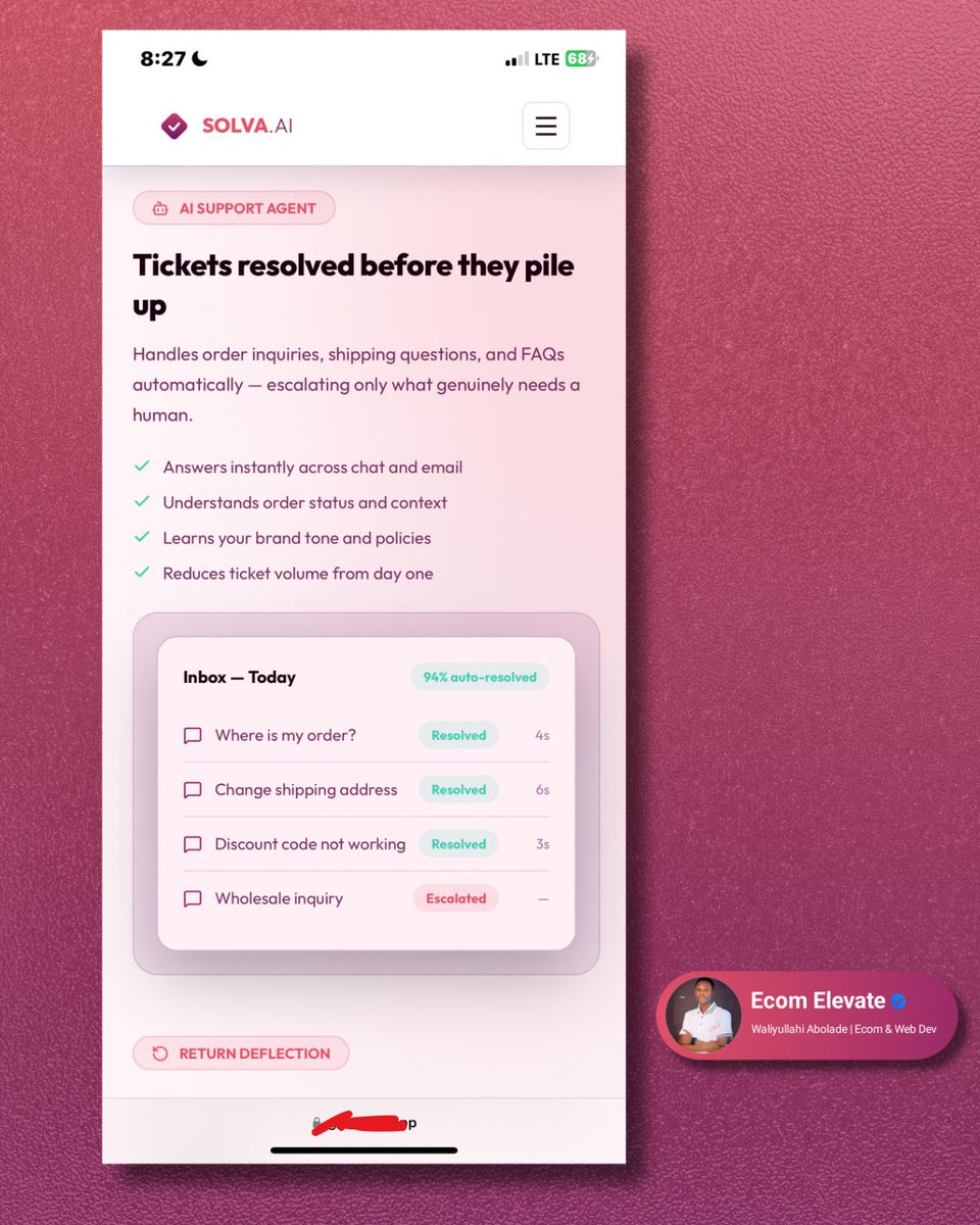 Ecom_Elevate's tweet photo. After years of watching Shopify merchants drown in support tickets, lost carts, and returns eating their margin, I decided to build the fix myself.
Something’s coming. Can’t wait to show you all!
#ai #autopilot #shopify #aiautomation #explorer https://t.co/ldvg2nFhOv