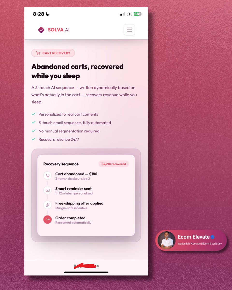 Ecom_Elevate's tweet photo. After years of watching Shopify merchants drown in support tickets, lost carts, and returns eating their margin, I decided to build the fix myself.
Something’s coming. Can’t wait to show you all!
#ai #autopilot #shopify #aiautomation #explorer https://t.co/ldvg2nFhOv