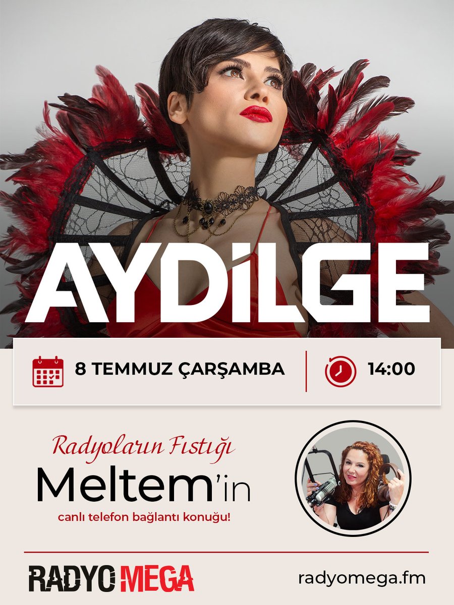 radyo_mega's tweet photo. Aydilge, 8 Temmuz Çarşamba Günü Saat 14.00'da Radyoların Fıstığı Meltem'in Canlı Telefon Bağlantı Konuğu  ☎️📻#radyomega
#aydilge https://t.co/d3yoknT59u