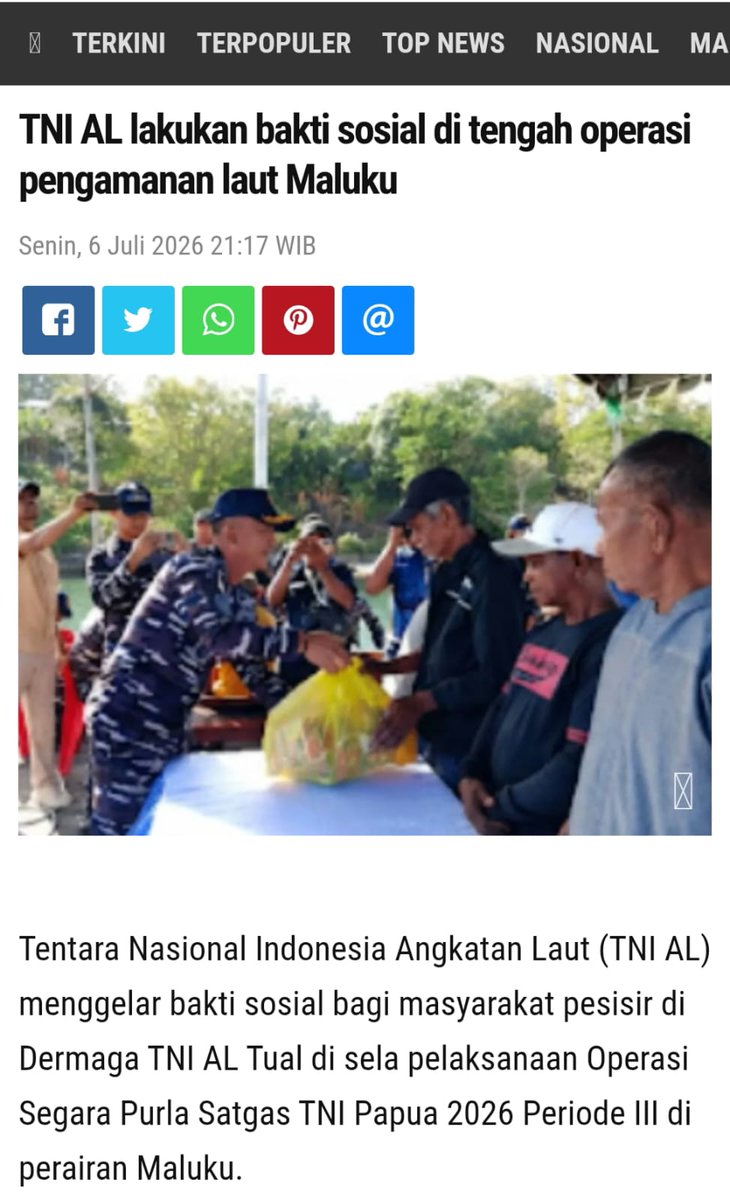 riarismaa_'s tweet photo. Penyediaan infrastruktur oleh TNI berperan sebagai pilar kemajuan daerah, utamanya di kawasan terpencil dan tertinggal.
Dimanapun Selalu Hadir https://t.co/PKFI5hoDTp