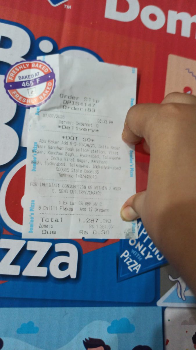 zaheerss2000's tweet photo. Dear @zomato,@dominos_india  unique ticket ID is 177985443 .
Very disappointed with my order from Domino's Pizza, Meerpet, Hyderabad. Ref No.: 26760907 Order #8324638026
I ordered a Thick Crust Big Big 6-in-1 Non Veg. but received a Thin Crust instead. https://t.co/XymX0RKrhT