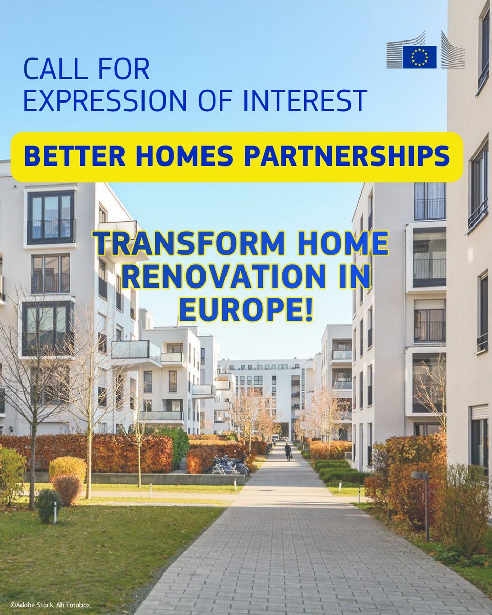 LIFEProgramme's tweet photo. Do you have a project or partnership that can help accelerate affordable, high-quality home renovations across Europe? 🏡

The @EU_Commission has launched a call for expressions of interest under the #BetterHomesPartnership initiative. ⬇️ https://t.co/xNrpSJIVoT