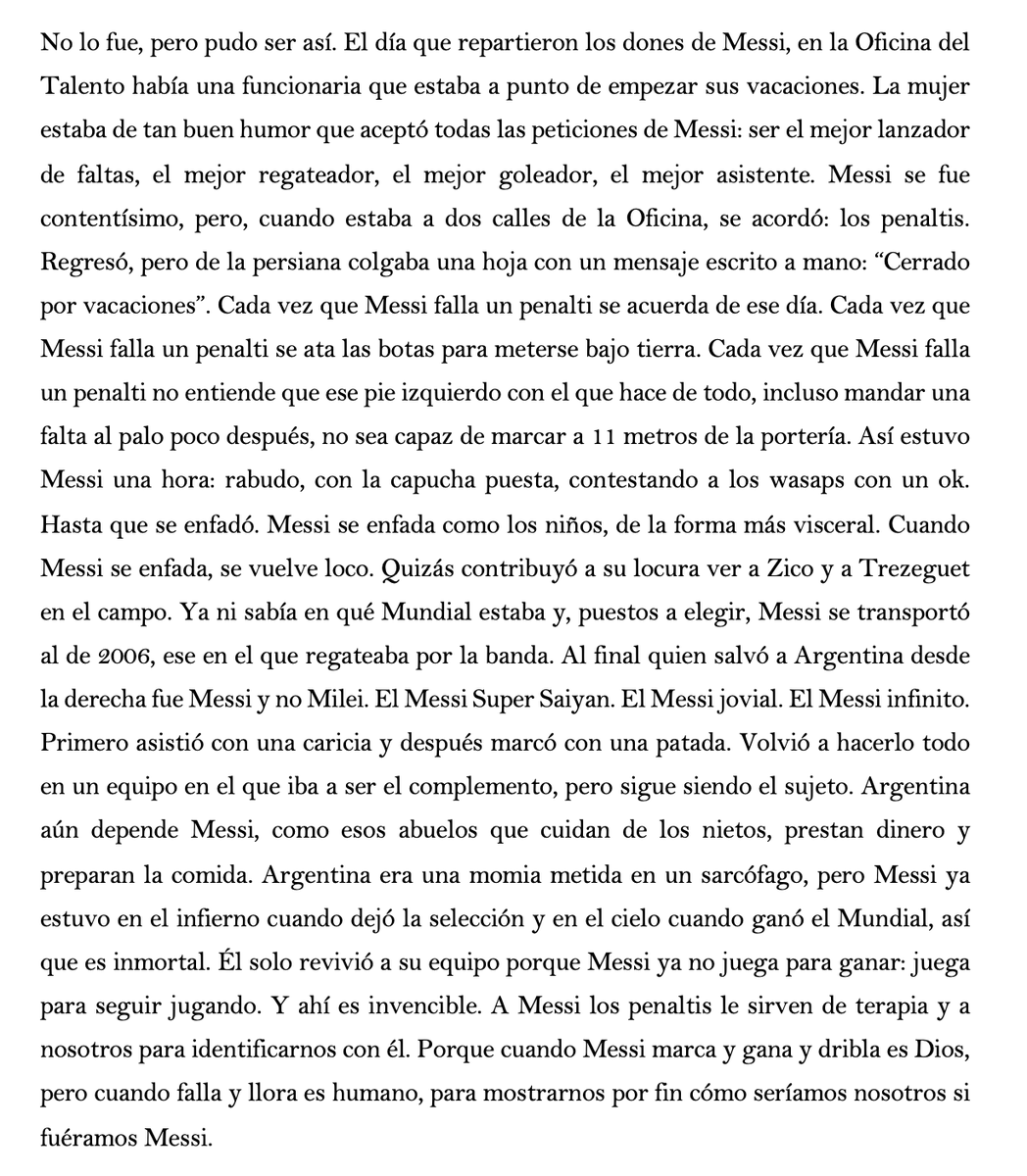 Sergiovazquez14's tweet photo. Messi ya no juega para ganar: juega para seguir jugando. Y ahí es invencible.

He escrito sobre el Messi más visceral y a la vez el más humano. https://t.co/ex4FfSINGa