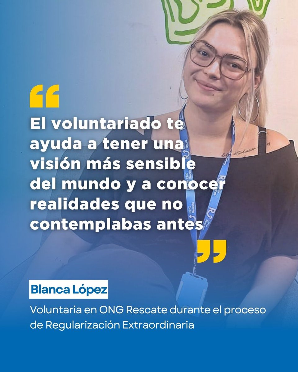 ongrescate's tweet photo. Gracias a Blanca y a todas las personas voluntarias que han estado al quite durante la regularización extraordinaria de personas migrantes.

El voluntariado también es acompañar también es escuchar, orientar y sostener derechos.

#voluntariado #migración #derechoshumanos https://t.co/Lij9D082P6