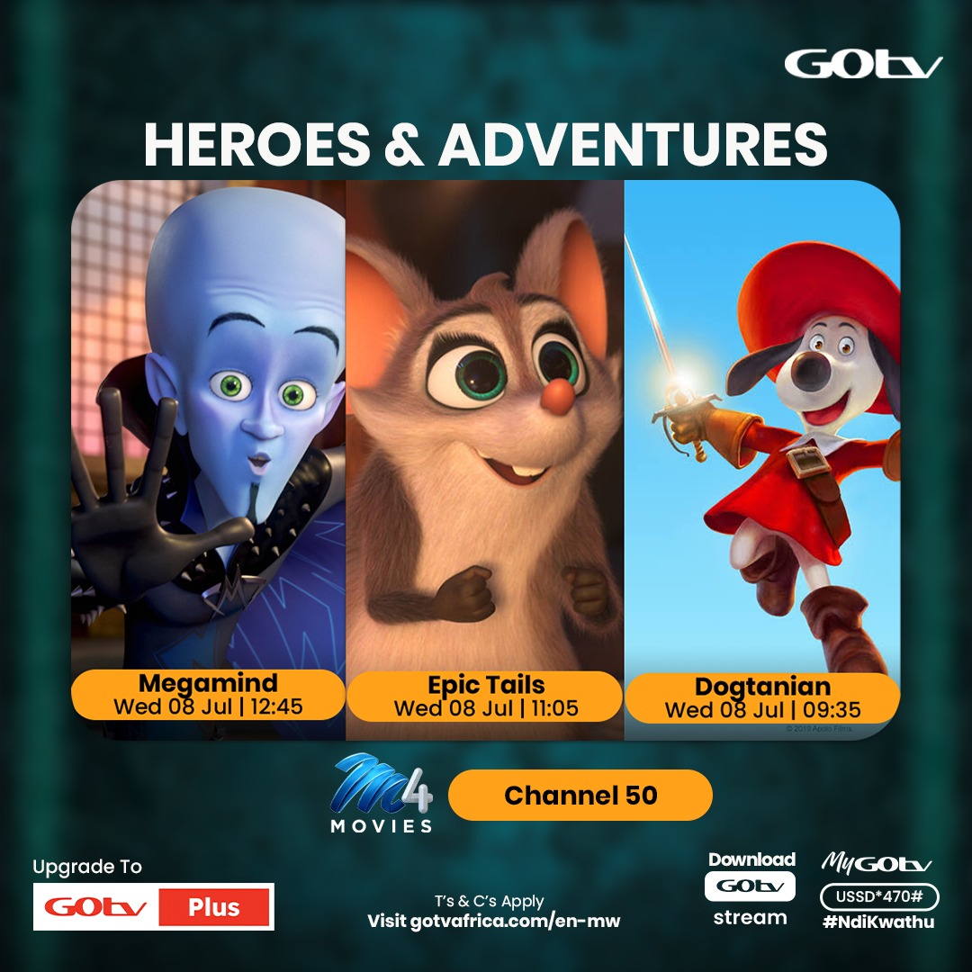 gotv_malawi's tweet photo. Gather the family and enjoy a day packed with exciting animated favourites on M-Net Movies 4 . From brilliant heroes to unforgettable adventures, there's something for everyone to enjoy!
Dial *470# or stream anytime, anywhere with GOtv Stream.

#EntertainmentForEveryone https://t.co/XC4Cra7BoS