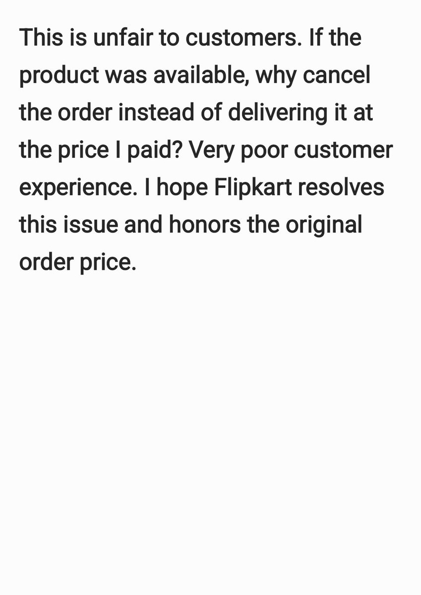 Ramanp167's tweet photo. Extremely disappointed with Flipkart. I ordered a mixer and on the promised delivery date the order was automatically cancelled without any explanation. What's even more disappointing is that the same product is now available at a higher price.
#Flipkart #CustomerExperience #sad https://t.co/YY2FzX0jhI