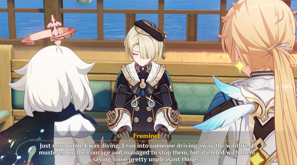 windflowerlia's tweet photo. this entire part of the side quests feels like freminet is calling me out. we're literally driving away the animals and capturing them to loot relics for profit omg I'M SORRY FORGIVE ME PLEASE https://t.co/sKeGH3bCLs
