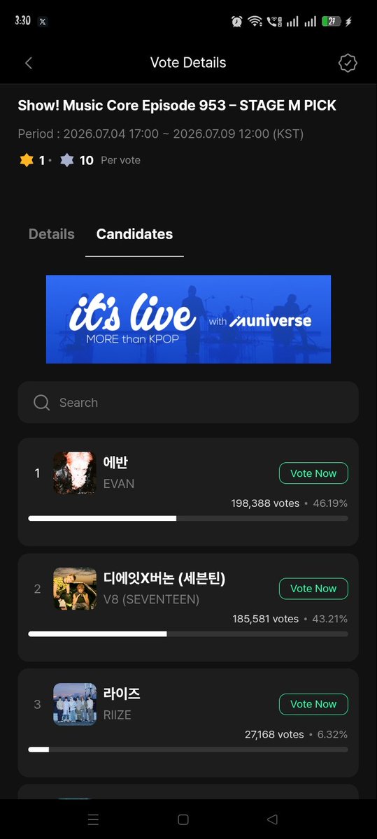 ghelscoups's tweet photo. We're 2nd again🤧🤧🤧 Please vote on MUNIVERSE carats. 

Register your email, do attendance then you can vote on stage pick!
No collection needed on this one🤧🤧 https://t.co/gm0MPkgjJy