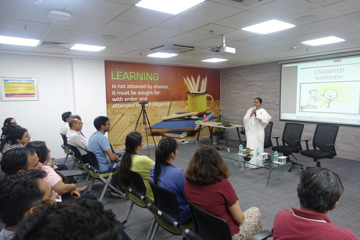SystiqueStories's tweet photo. At Hughes Systique, we have always kept employee centricity at the forefront of our cultural values. In keeping with this philosophy, Sister BK Vidhatri, a distinguished Rajyoga teacher and faculty member at the @BrahmaKumaris Om Shanti Retreat Centre, delivered a session on “Happiness” at our Gurugram campus. HSCians from Noida, Bengaluru, Dehradun, and locations across the globe also joined the session virtually.

An Electronics and Communication Engineer and NIT Surat medallist, Ms. Vidhatri is a renowned motivational speaker who left a successful career in software to dedicate herself to spreading the teachings of Rajyoga Meditation and serving the community.

Mr. @vinodsood, Managing Director, @hsccorp, while welcoming her, spoke about the importance of fostering a culture of employee centricity and the exchange of ideas to help organizations build the next generation of leaders.

During her address, Ms. Vidhatri emphasized the importance of finding joy in “living in the present.” She noted that in the hustle and struggles of everyday life, we often postpone happiness, “believing it will come once we achieve the next goal, buy the next thing, or reach the next milestone. At other times, we remain stuck in regrets or memories of the past. In both cases, we miss the only moment that truly belongs to us—the present.”

Sharing her key takeaway from the session, Ms. Neelima Singh, Senior Principal Engineer, said, “We do not need much to be happy. Happiness does not come from owning more things; it comes from appreciating and enjoying what we already have. True satisfaction is a state of inner fullness, where our happiness is no longer dependent on ‘having more’ but on being present with ‘what is.’”

#HughesSystique #EmployeeCentricity #WorkplaceHappiness #EmployeeWellbeing #LifeAtHSC #Mindfulness #LeadershipDevelopment #RajyogaMeditation #BrahmaKumari #DigitalEngineering #Engineering #HSC