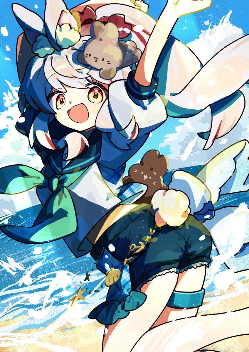 satoimonosuke's tweet photo. 兎鹿斎かに様（@ usa_kanikani）の夏イラスト、描かせていただきました！ありがとうございました！！！
夏と言えばポニーテール！！！！！！ https://t.co/LG7Yr2Drxs