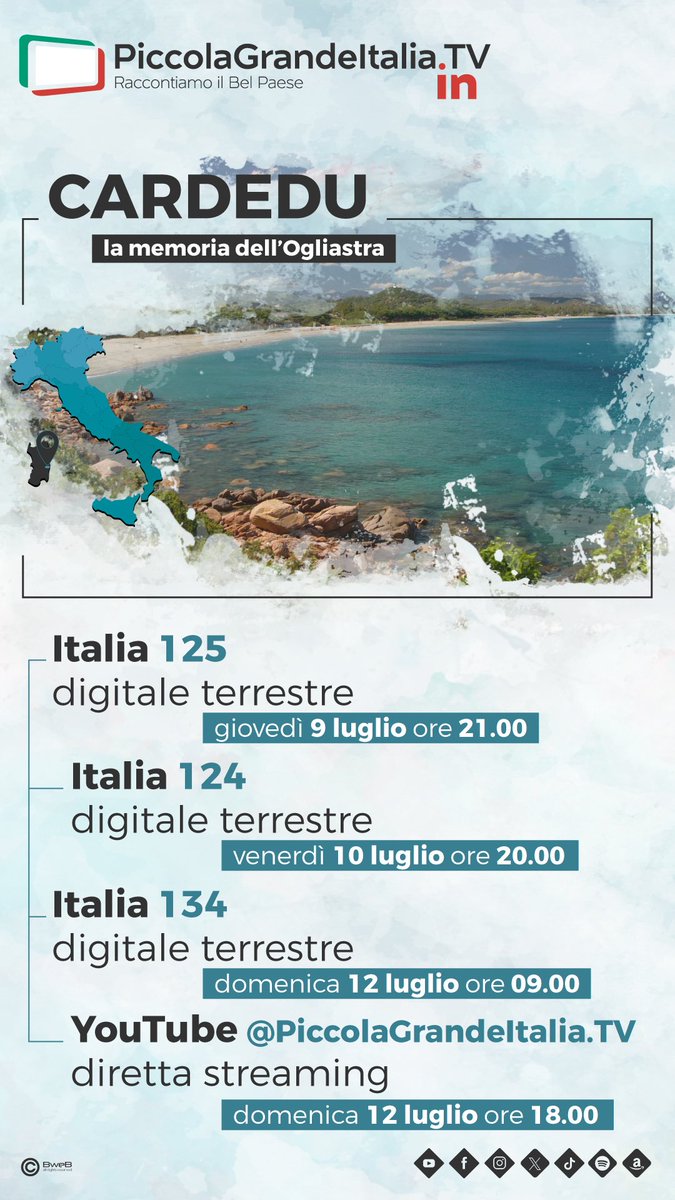 PGI_TV's tweet photo. 📺 𝕀𝕟 𝕆ℕ𝔻𝔸
​
📍 CARDEDU
​🗺️ la memoria dell'Ogliastra
​
🇮🇹 𝗣𝗶𝗰𝗰𝗼𝗹𝗮𝗚𝗿𝗮𝗻𝗱𝗲𝗜𝘁𝗮𝗹𝗶𝗮.𝗧𝗩
#raccontiamoilbelpaese
#Cardedu #Ogliastra #Sardegna #MariaLai #DomusDeJanas #Mare #borghi #viaggi #turismo #italia #visititaly #intv #doc https://t.co/3xrfMw05jv