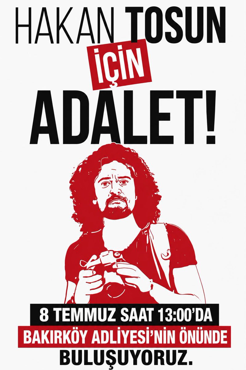 Hakananeoldu's tweet photo. BUGÜN saat 13’te Bakırköy Adliyesi önünde buluşuyoruz. 

#HakanTosunİçinAdalet talep etmek,
#HakanTosunYalnızDeğildir diye haykırmak için… https://t.co/sRGyUvsiva