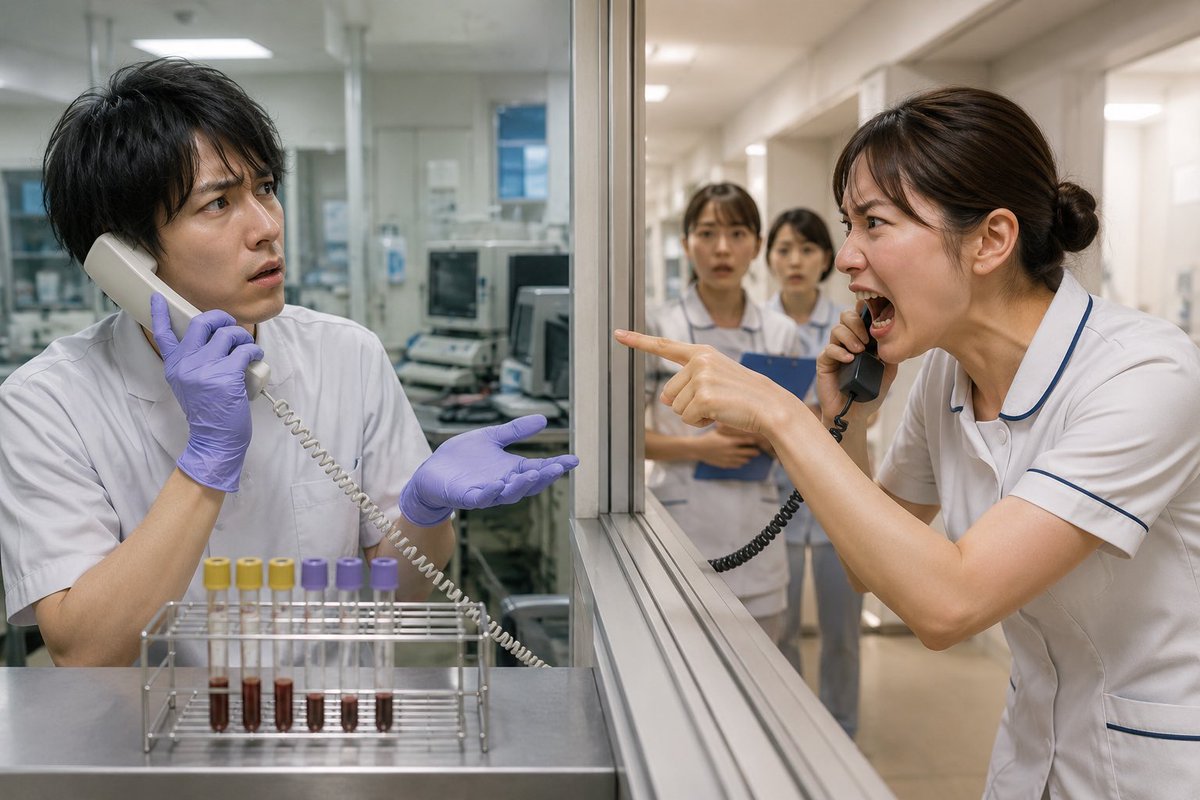 mthiyoko's tweet photo. 臨床検査技師あるある。
採血量不足で病棟へ連絡。

「足りないので再採血をお願いします。」

キレられる。

いや、なぜ？？？？？？？？？ https://t.co/FD24SEEJSN