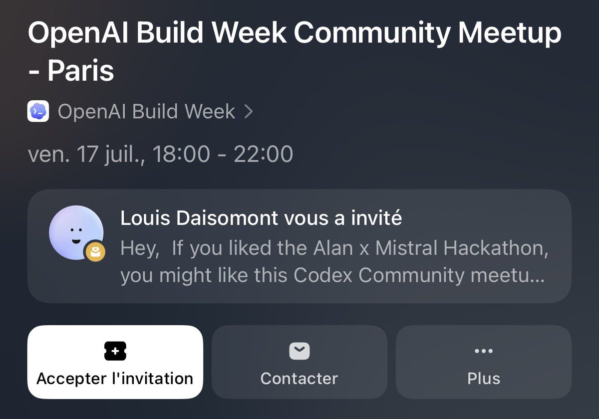 powl_d's tweet photo. Je me chauffe à faire l’event OpenAI Build Week à Paris. Des gens chauds ? 👀 https://t.co/m3igZmLAnr