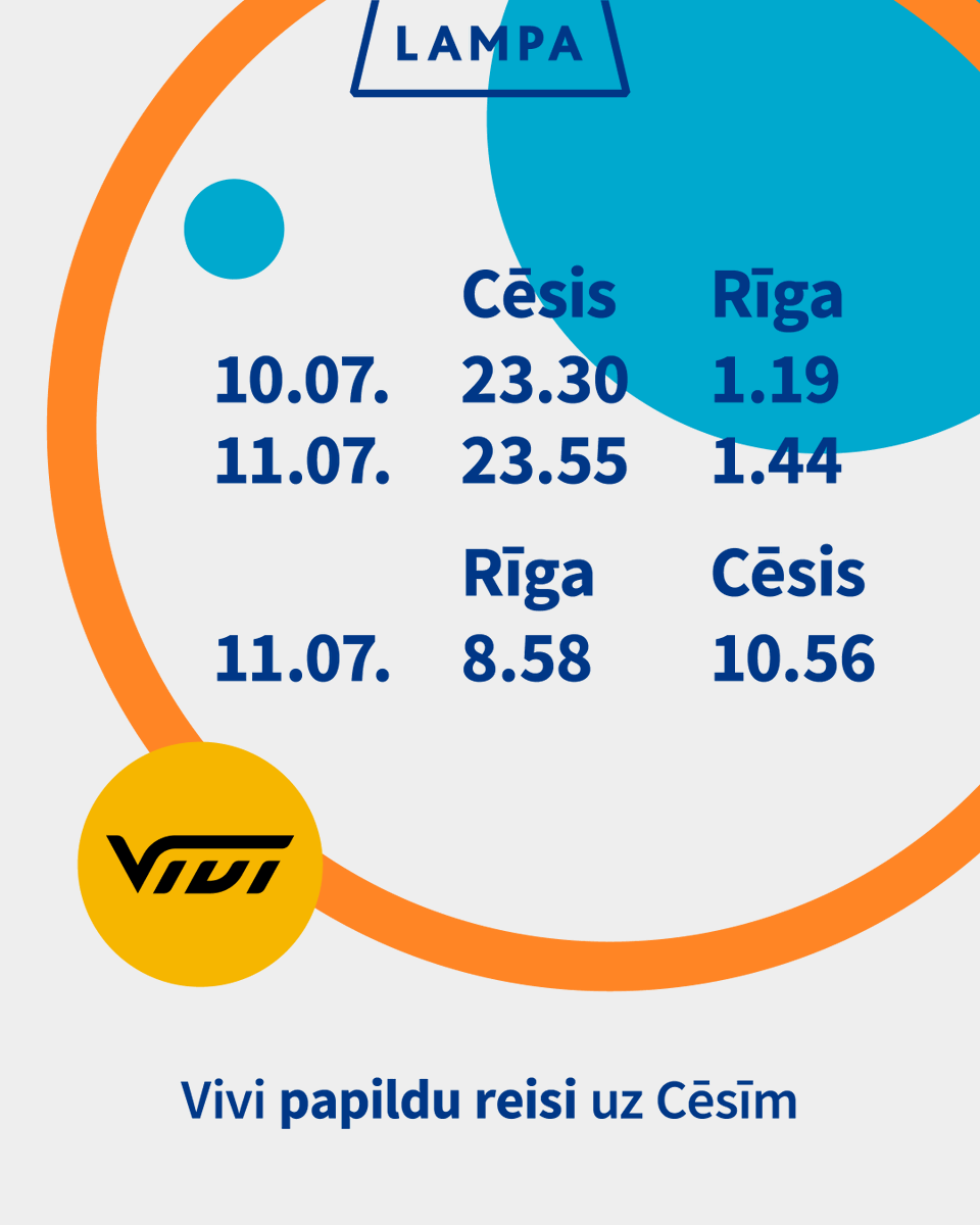 Sat_Min's tweet photo. ⏳ Jau pēc trīs dienām tiekamies @FestivalsLAMPA 

📍 11. jūlijā plkst. 11.00
🎤 Diskusija: “Rail Baltica Rīgas Centrālā stacija: ko mēs patiesībā no tās iegūsim?”

🚆 Uz festivālu aicinām doties ar Vivi! 

#LAMPA #RailBaltica #RīgasCentrālāStacija #Rīga #Vivi #NākotnesMobilitāte https://t.co/ctB0SytLY0