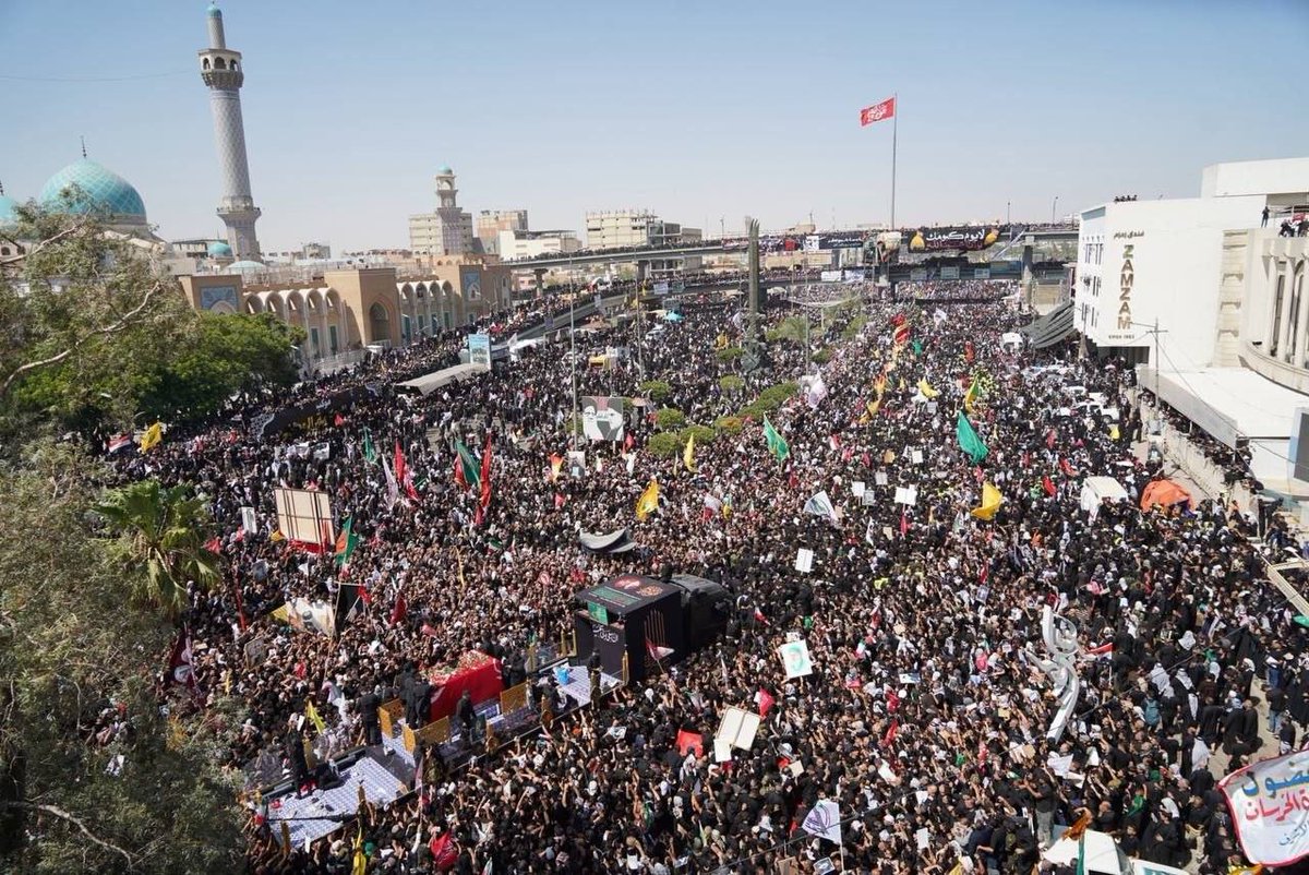misra_amaresh's tweet photo. 8th July 2026: Millions of Iraqis gathered in Najaf, Iraq, for the funeral ceremony of martyr Imam Khamenei. 

शहीद इमाम खामेनेई के अंतिम संस्कार समारोह के लिए इराक के नजफ़ में लाखों इराकी जमा हुए। https://t.co/lHrQDrNvaX