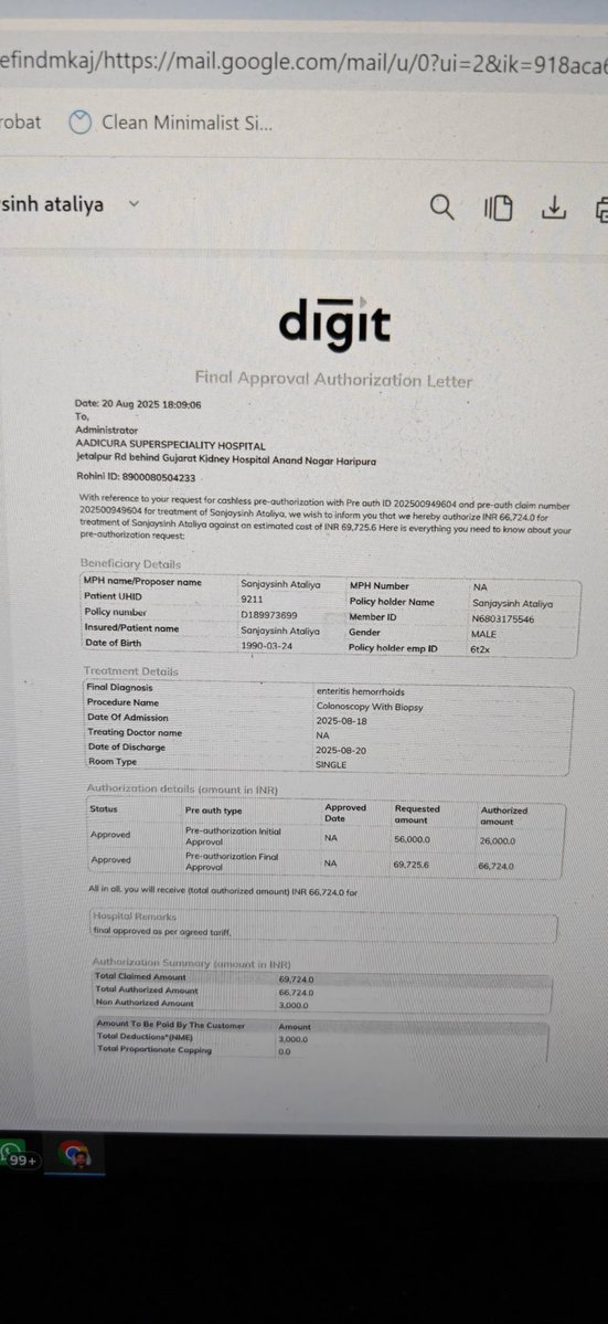 At_Sanjaysinh's tweet photo. Nearly ONE YEAR of harassment over my own money!
My ₹10,000 refundable security deposit has been illegally withheld by the hospital since Aug 2025, even though Go Digit has already settled my insurance claim. 
#PatientRights #GoDigit #insurance #HealthInsurance https://t.co/5MDq46KBdU
