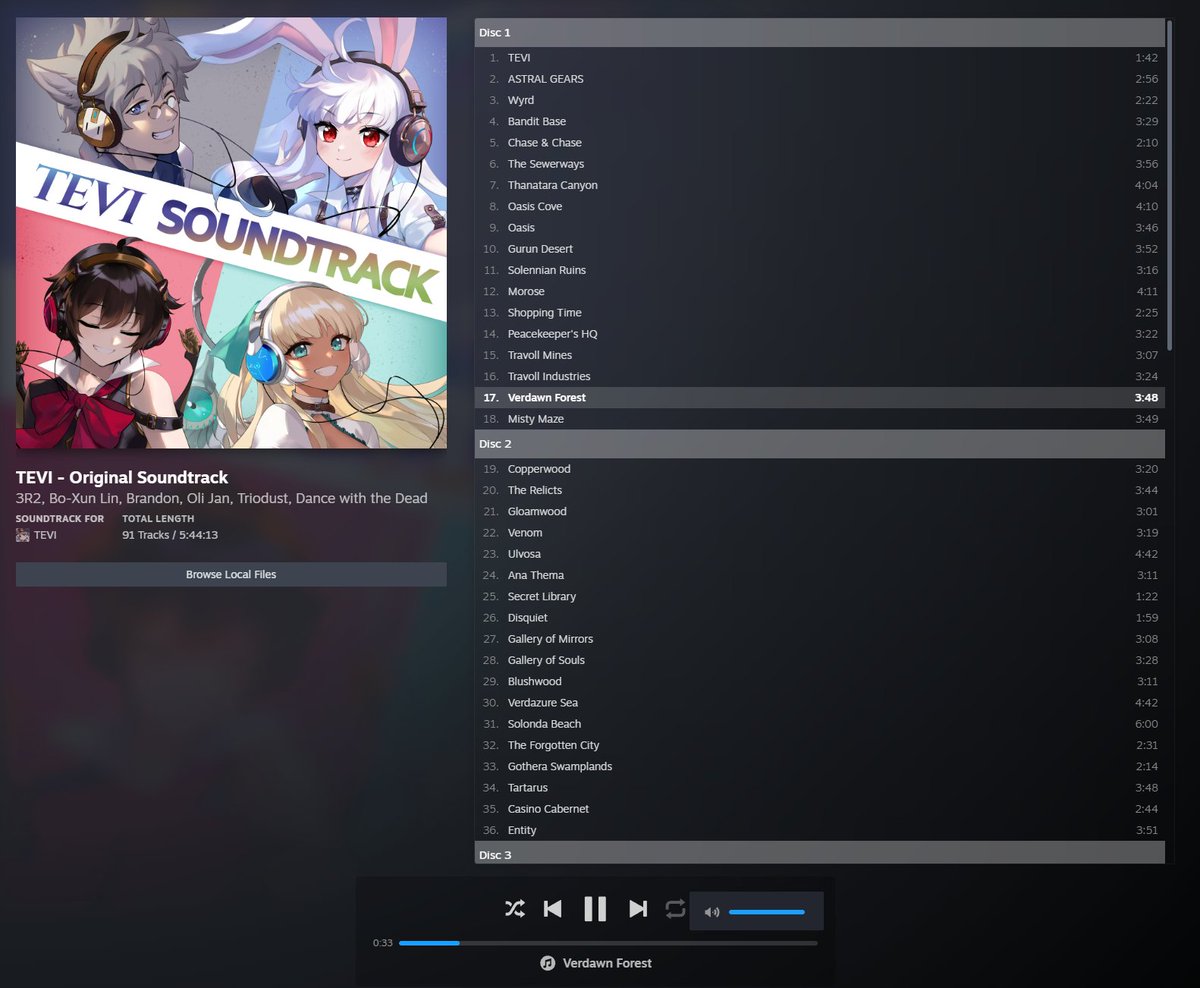 drakhatos's tweet photo. First soundtrack bought on Steam, and it had to be TEVI's as I do love the soundtrack and game a lot!

Steamで初めて買ったサウンドトラックは、TEVIの作品でした。だって、そのサウンドトラックもゲームも本当に大好きですから！
🍈🐮🍈
#Indie #TEVI https://t.co/NGOFis3XZ2