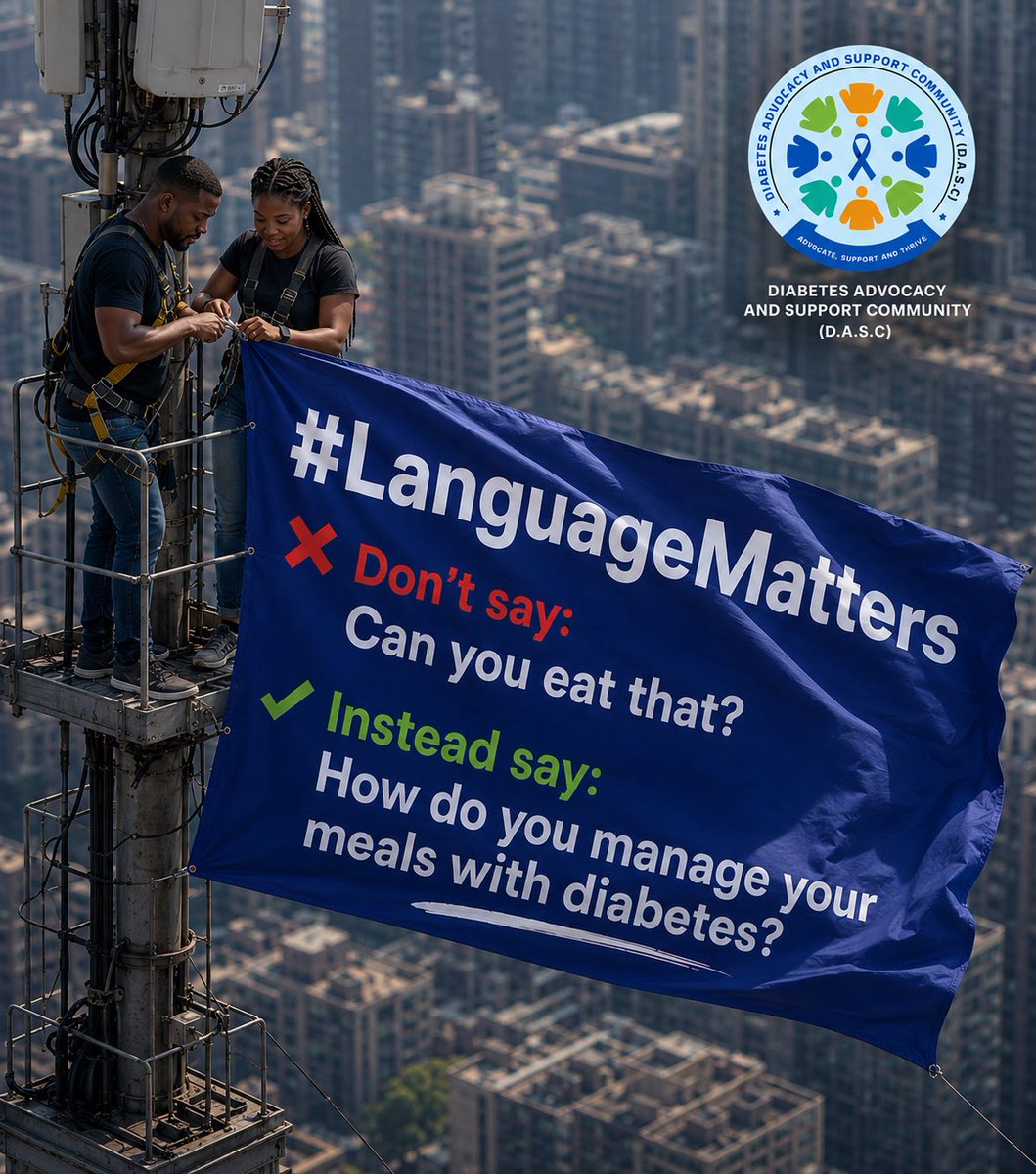 DASC_NG's tweet photo. #LanguageMatters
❌ Don't say: Can you eat that?
✅ Instead say: How do you manage your meals with diabetes?
Why?
Questions rooted in curiosity and respect are better than assumptions and food policing. https://t.co/VH0q3xYJcO