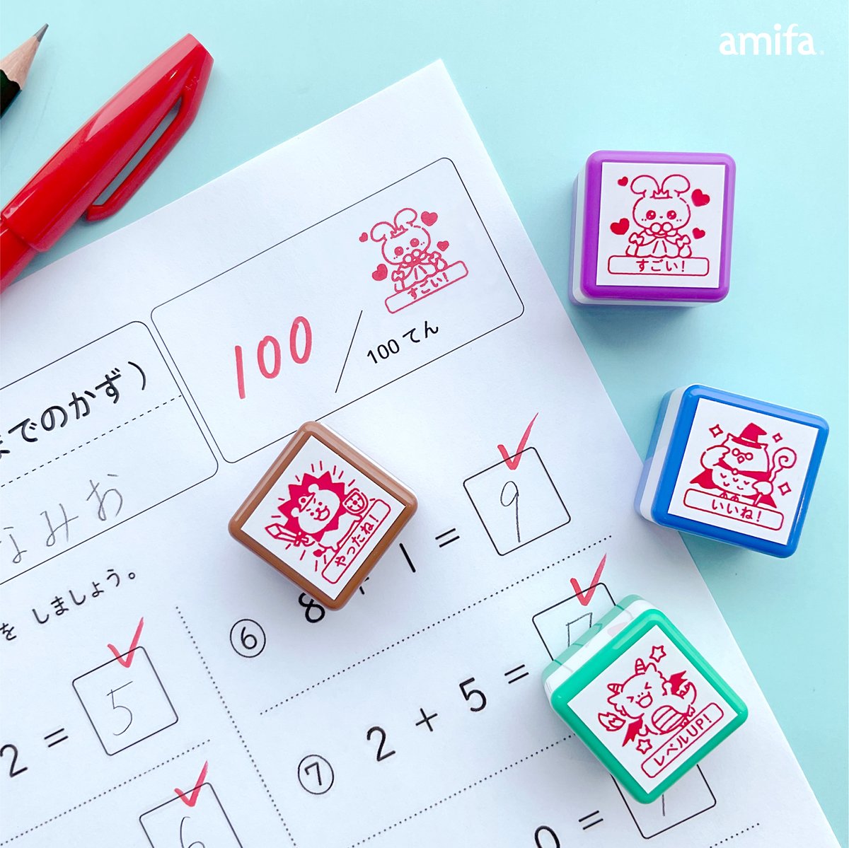 amifa100's tweet photo. 💖🐻「やったね！」も「いいね！」も、何度でも🐰💖

かわいいどうぶつたちが応援してくれる
浸透印シリーズに新作が仲間入り✨

ドリルやテスト、日記や連絡帳に♪
押す人も、もらった人も笑顔になれる😊

#浸透印 #スタンプ #文房具 
#キャンドゥ #ワッツ #amifa https://t.co/OS5JYv1V2q