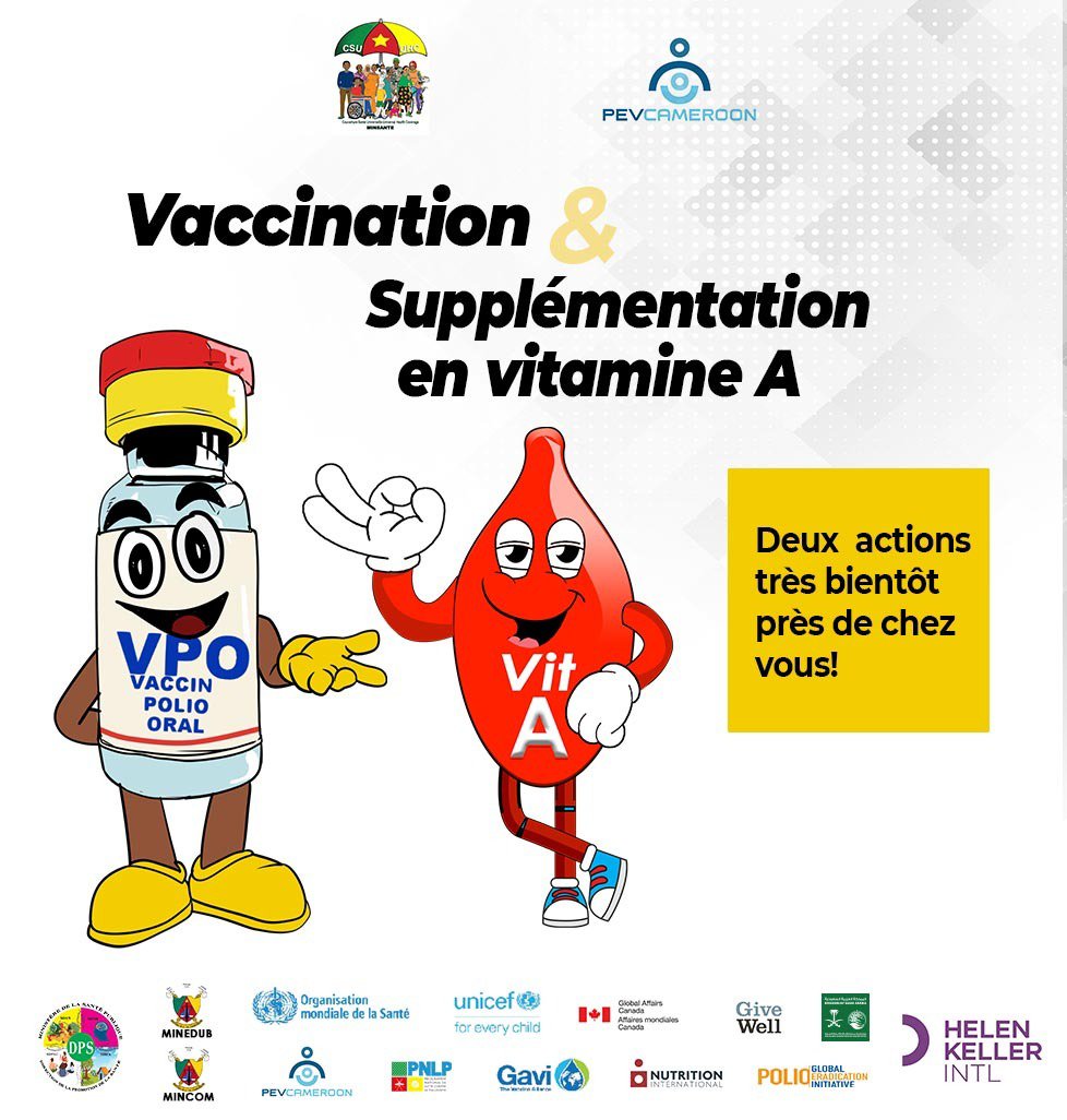 SidoineFeugui's tweet photo. Parents, protégez la santé de vos enfants !
La campagne de vaccination contre la poliomyélite et de supplémentation en vitamine A arrive très bientôt près de chez vous.
Faites vacciner vos enfants !
#T2JLVPOLIO26CE #T2JLVPOLIO26 #PEVCameroon https://t.co/7NE7otx0RK