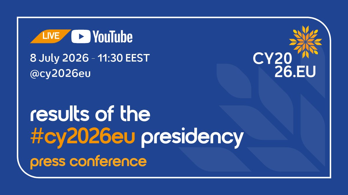 CyprusinEU's tweet photo. 📍 Lefkosia | The President of the Republic @Christodulides presents the results of the #CY2026EU Presidency at a press conference.

🔴 Live at 11:30 EEST

Watch here 👉 https://t.co/e5hR5cvp71 https://t.co/9trwTwiUJ0