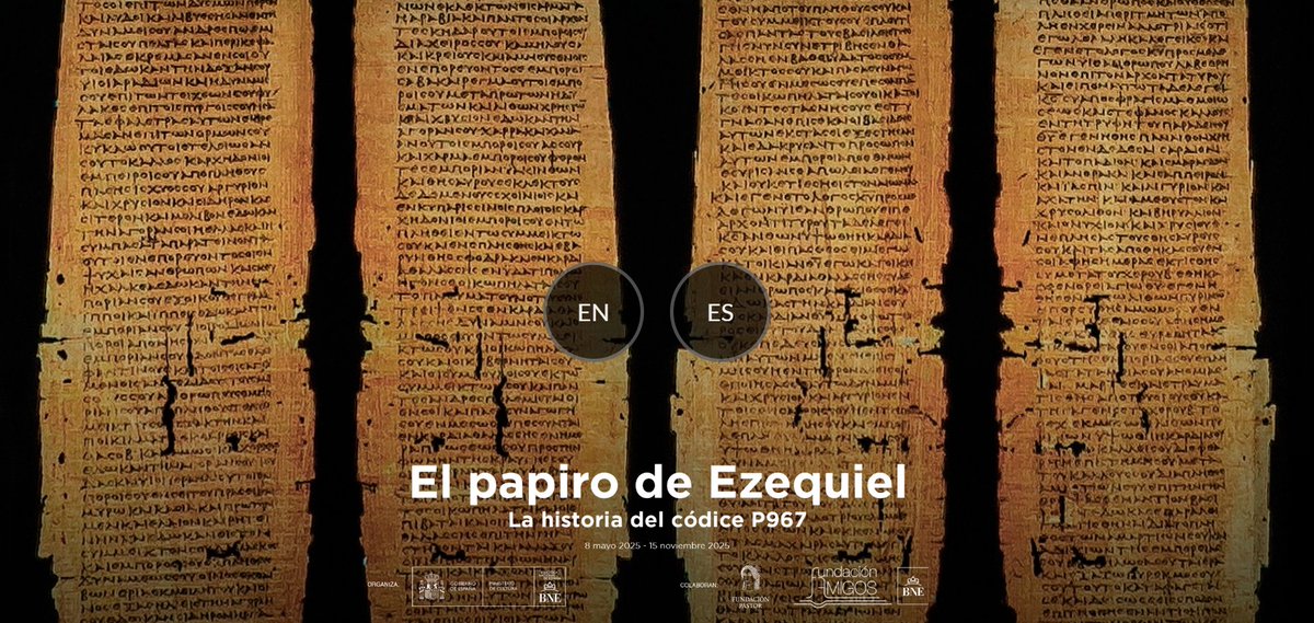 BNE_biblioteca's tweet photo. 📜¿Aún no has recorrido la exposición ‘El papiro de Ezequiel. La historia del códice P967’? Recuerda que puedes visitarla cuando quieras gracias a su visita virtual 360º. Descubre uno de los manuscritos bíblicos más relevantes en un recorrido inmersivo.
🔗https://t.co/UDgRiewkqE https://t.co/UcTDxGMsxA