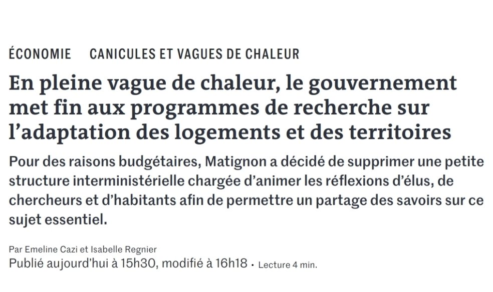 HadrienClouet's tweet photo. La suppression du groupement d'intérêt public Epau est une honte !

En pleine canicule, alors que des millions de personnes étouffent à l'hôpital et suffoquent dans des bouilloires thermique, le Gouvernement supprime les programmes publics qui travaillent PRÉCISÉMENT sur l’adaptation des territoires au changement climatique.