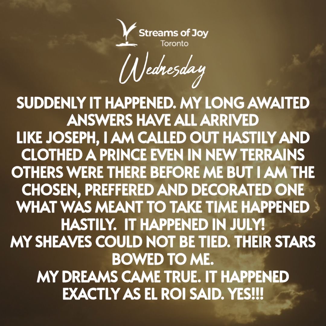 SOJToronto's tweet photo. SPEAK INTO YOUR WEDNESDAY!!!
What God cannot do does not exist!!!
#NSPPD
#7amfireprayers
#PastorJerryEze
#StreamsofJoyToronto🇨🇦
#StreamsOfJoyInternational https://t.co/h2qRjCBJC3