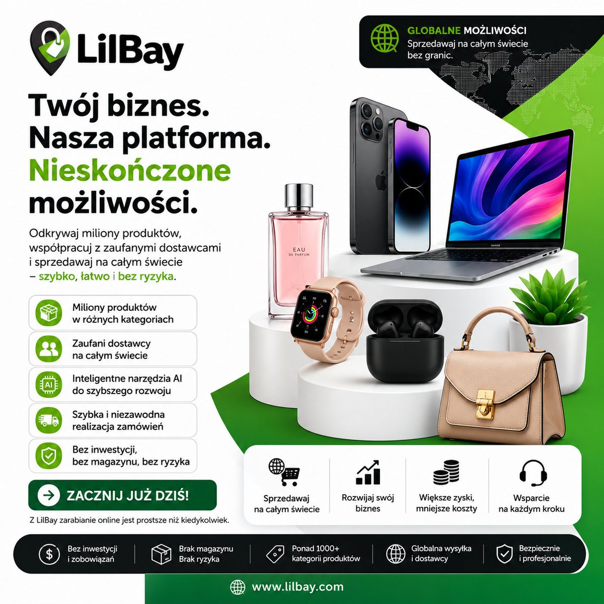 LilbayCom's tweet photo. Miliony produktów. Zero magazynu. Globalna sprzedaż.

Rozpocznij swój biznes dropshippingowy z LilBay i sprzedawaj w Europie, UK oraz USA.

🌍 https://t.co/60ui1OEVim⁠

#LilBay #Dropshipping #Ecommerce #BiznesOnline #CrossBorderCommerce #Startup #Polska #SellOnline https://t.co/fOxJ0xRMjQ