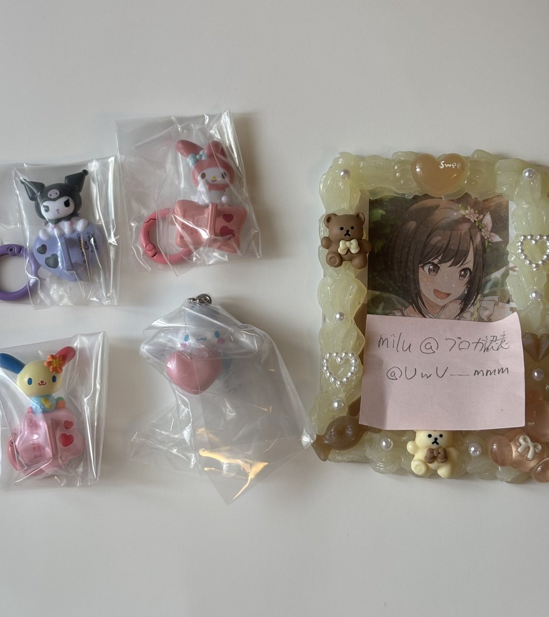 UwU___mmm's tweet photo. 【交換】サンリオ プリキュア mikko めじるし

譲：1枚目
キーリングハンガー→クロミ、マイメロ、ウサハナ
ナーススイング→シナモロール

求：2枚目のめじるし(けろけろパーティ、
Lil ala mode mikko、プリキュア)

✧郵送≫大阪手渡し
✧まとめての方優先

検索からでもお気軽にお声がけください🙇🏻‍♀️ https://t.co/aYYR84bwGs
