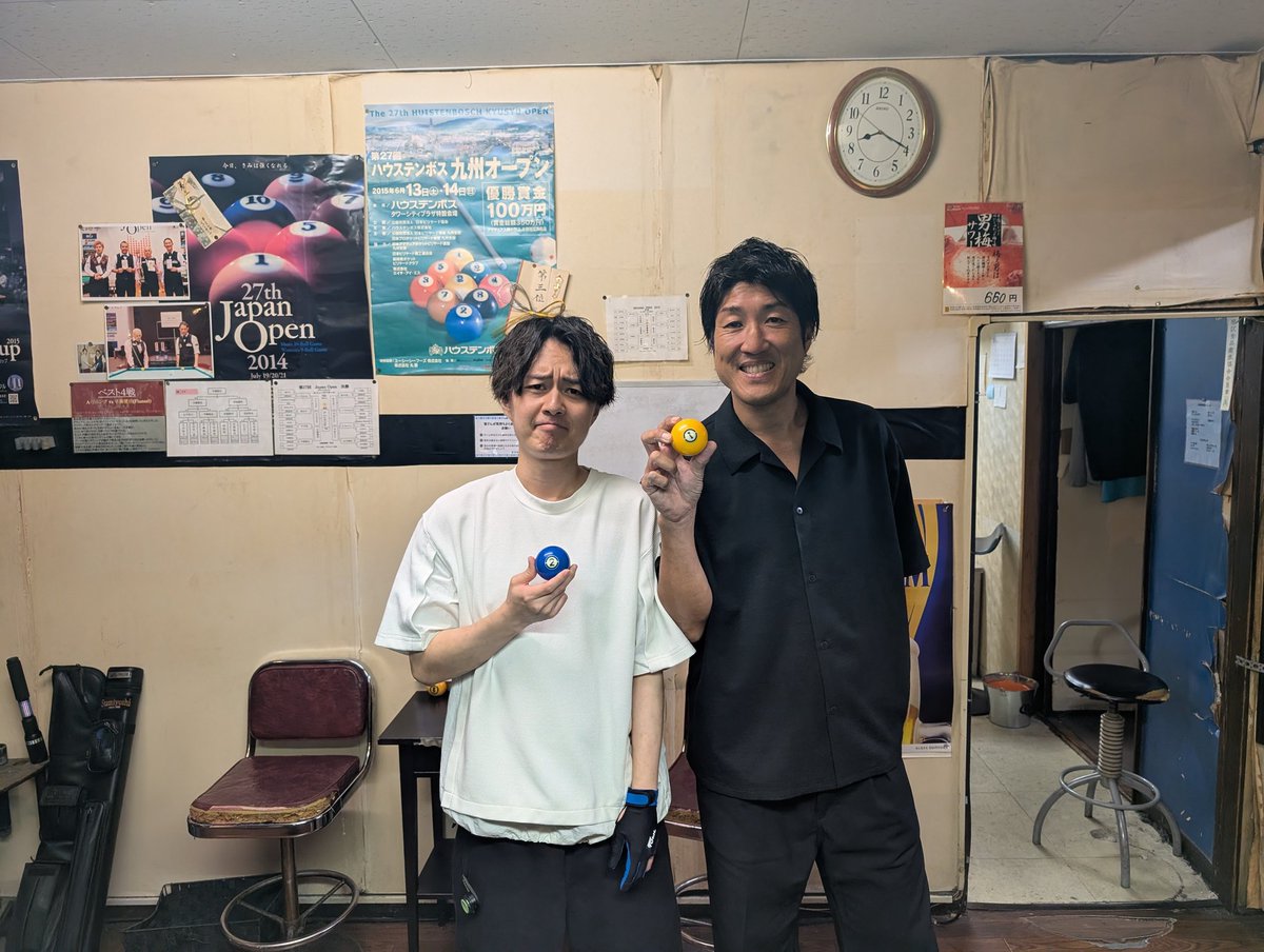 sumiyoshi1968's tweet photo. 【PABCマンスリー結果】6月14 日開催
優勝 瀬尾さんSA
準優勝 げんくんA
優勝は瀬尾さん!準優勝はげんくんでした!
げんくん強いどころを倒して決勝まで来ましたが決勝は瀬尾さんに惜しくも。
優勝は瀬尾さん!おめでとうございます✨
#ビリヤード #ダーツ #元住吉 #PABC #ハウトー #9ボール https://t.co/CgXeHhuUYn
