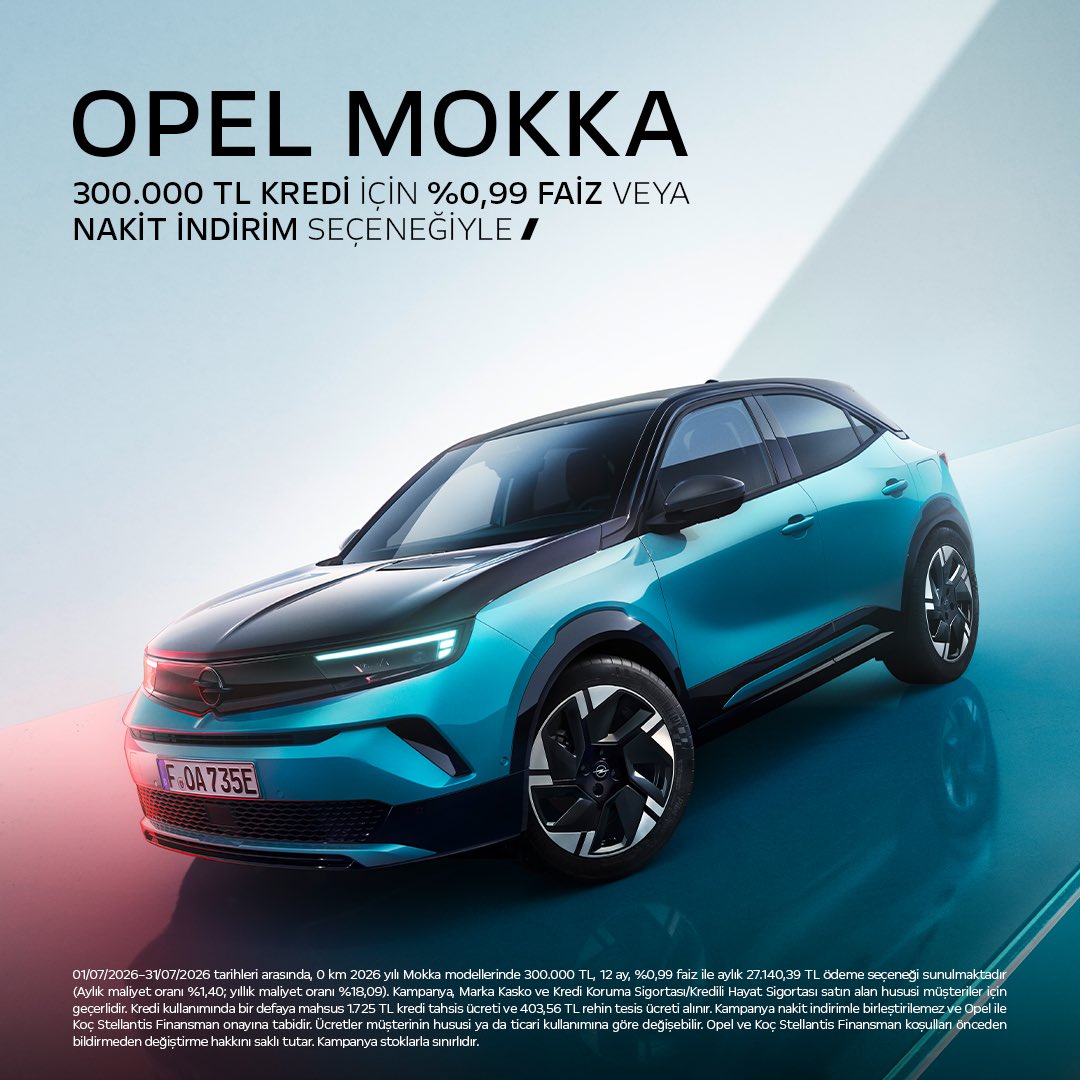 Opel_Mar's tweet photo. Opel Mokka, temmuz ayına özel; 300.000 TL kredi için %0,99 faiz veya nakit indirim seçeneğiyle, Opel Mar’da seni bekliyor.

Detaylı bilgi için👇

📞 0 (212) 417 29 29
💻 https://t.co/LwoLx45LP3

#MarGrup #Opel #OpelMar #OpelMokka #Mokka https://t.co/Qe2jaPxpzW
