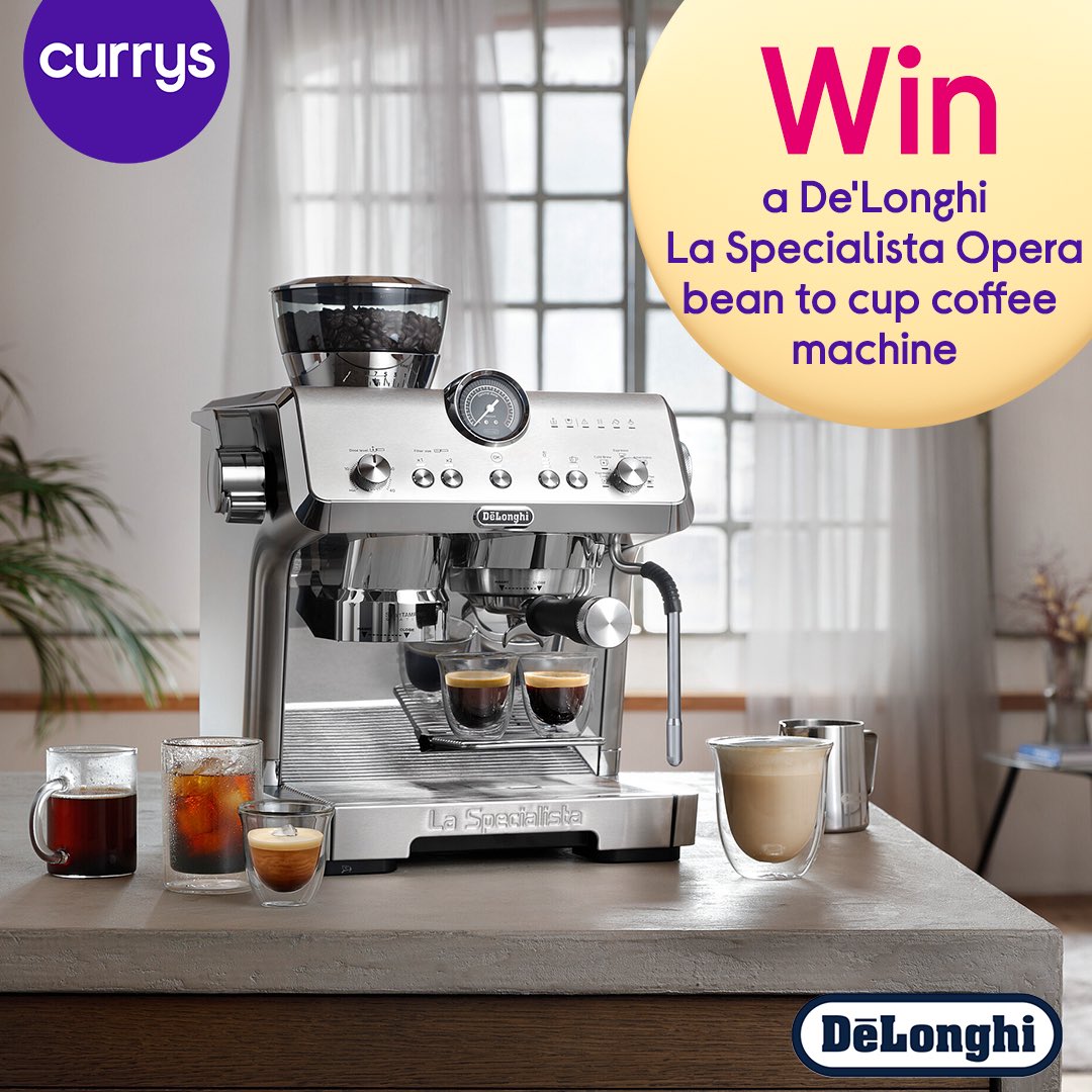 currys's tweet photo. 🌞 Hot weather = iced coffee season! 🧊☕  WIN a De’Longhi La Specialista Opera Bean-to-Cup Coffee Machine!  For a chance to win, simply follow @currys, like this post &amp; tag a friend in the comments!
 
Comp closes 10/07 https://t.co/M8jFq1Jrpf