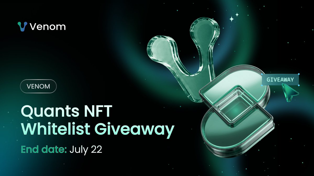 Venom_network_'s tweet photo. 🎁 50 QUANTS WL GIVEAWAY 🎁

Quants is a new NFT collection, and we’re giving away 50 free WL spots! Minting them yourself would cost a total of 37.5 $SOL ($3k+)! 🤩🔥

To participate:

1️⃣ Follow 👉 @Venom_network_ on 𝕏
2️⃣ Like & repost this post
3️⃣ Join our Discord 👉 https://t.co/oAGnY0wOBY
4️⃣ Drop a screenshot proving you've joined our Discord in the comments below this post 👇

And you're in! ✅

📆 End date: July 22
🎁 50 random winners (1 WL spot each)