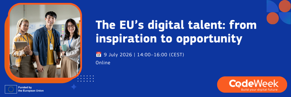 CodeWeekEU's tweet photo. Everyone wants digital talent. Few ask where it comes from.
Join us tomorrow to see how mentoring & volunteering turn inspiration into opportunity ahead of Code Week 2026.
📅 9 July | 14:00–16:00 CEST
💻 Online
➡️ https://t.co/2TvmH4IXrl
#Code4Europe #EUCodeWeek https://t.co/j32VajfxV4