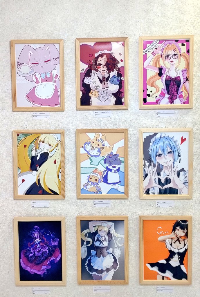 IYN02914016's tweet photo. 明日より19日までGallery IYNにて「Maid１グランプリ」を開催致します。

作家様たちが描く魅力溢れるメイドから来場者さんと、弊社LINE登録者の投票によりグランプリを決めさせていただきます！

皆様のお越しを心よりお待ちしております！

※月〜水は休み

展示風景vol.2

#IYN  #イラスト #メイド https://t.co/kkaFCsy2BR