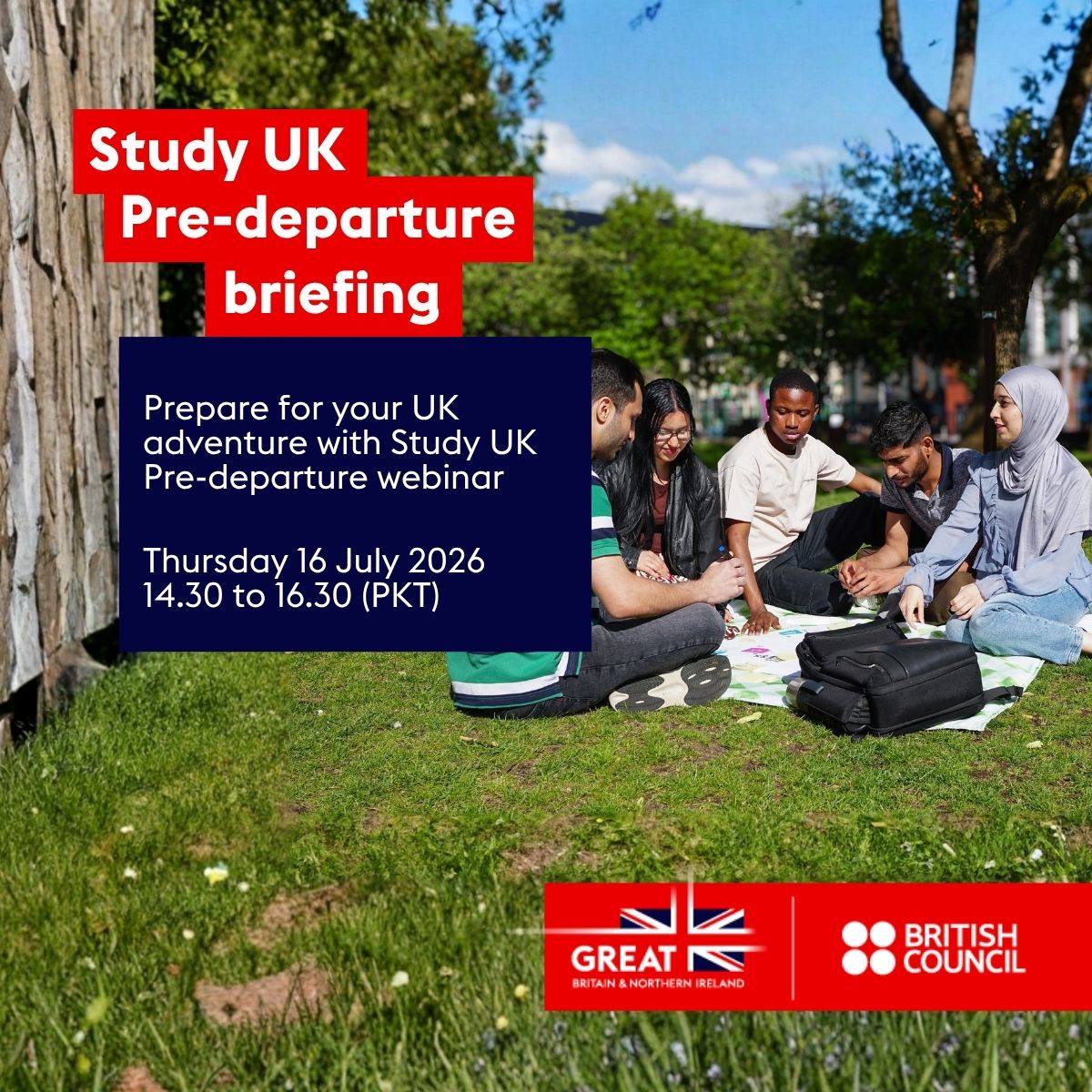 pkBritish's tweet photo. 🎓✈️ Heading to the UK for studies? 

Don’t miss our #StudyUK Pre-Departure Webinar on 16 July! 

Get expert tips on: 
✅ Packing &amp; visas 
🛬 Arriving &amp; settling in 
🎤 Live Q&amp;A with students &amp; alumni and much more 

📅 Save your spot → 
https://t.co/r4THTmJXkh
#StudyUK #PDB https://t.co/ZEauYAxkjf