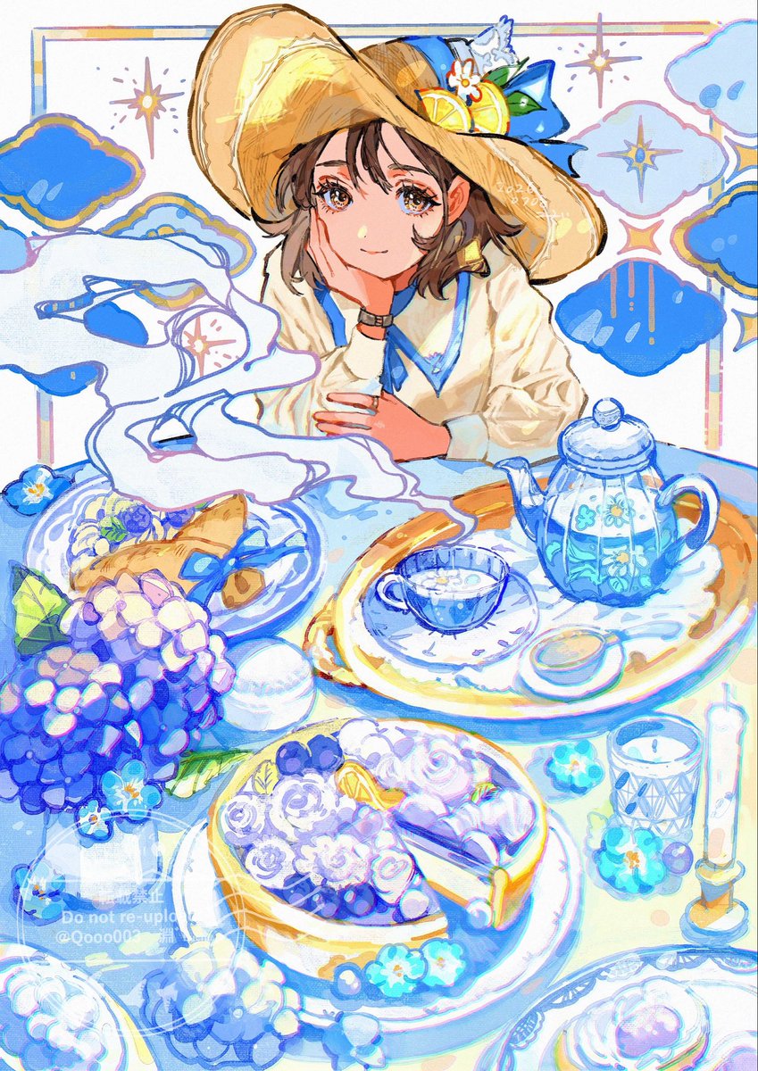 Qooo003's tweet photo. 「青いテーブル」 https://t.co/gX0rzuOVg5